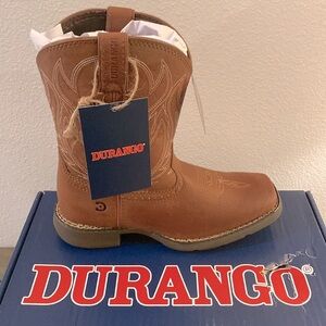NIB [Lil' Durango] Rodeo Brown Western Cowboy Boots Kids Size 2.0